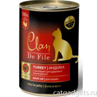 Clan De File консервы для кошек, индейка в желе