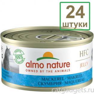 Набор 24 штуки по 70 г Консервы для Кошек с Макрелью 75% мяса (HFC - Jelly - Mackerel) 1.68кг