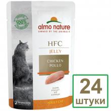 Набор 24 штуки по 55 г Паучи Курица в  Желе для кошек (HFC - Jelly - with Chicken) 1.32кг