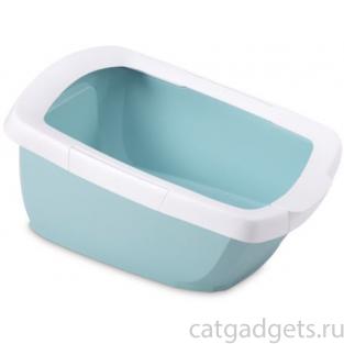 Туалет-лоток для кошек с высокими бортами, пастельно голубой, 62*49,5*33см