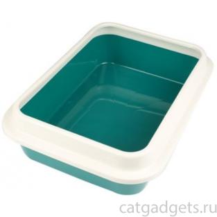 Туалет для кошек глубокий с бортиком зеленый, 37*27*9,5см