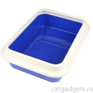 Туалет для кошек глубокий с бортиком синий, 37*27*9,5см