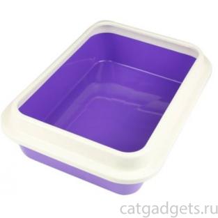 Туалет для кошек глубокий с бортиком фиолетовый, 37*27*9,5см