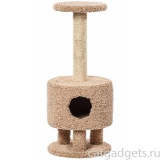 Домик для кошек ковролиновый «Круглый на ножках» 42*42*102 см, сизаль