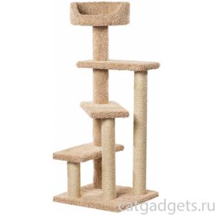 Когтеточка для кошек ковролиновая «Винтовая лестница» 57*57*143 см, сизаль