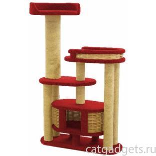 Комплекс когтеточка для кошек ковролиновый «Гарошик» высокий 100*42*163 см, сизаль