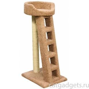 Когтеточка для кошек ковролиновая «Лежанка с лестницей» 58*46*114 см, сизаль