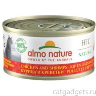 Консервы для кошек с курицей и креветками, 75% мяса, HFC Adult Cat Chicken&Shrimps