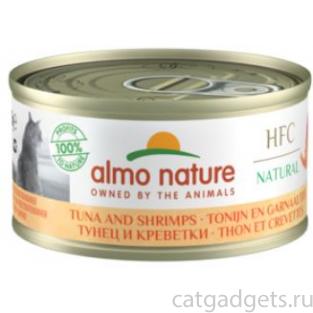 Консервы для кошек с тунцом и креветками, 75% мяса, HFC Adult Cat Tuna&Shrimps