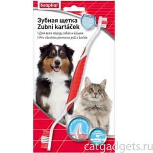 Двойная зубная щетка для собак и кошек, Toothbrush