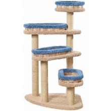 Когтеточка для кошек ковролиновая «Винтовая лестница с плетеными лежанками» 82*82*140 см, сизаль
