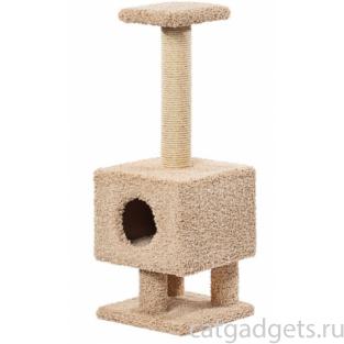 Домик для кошек ковролиновый «Квадратный на ножках» 38*38*100 см, сизаль