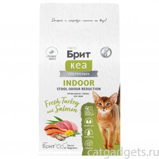 БРИТ КЕА Сухой корм с индейкой и лососем для взрослых домашних кошек INDOOR STOOL ODOUR REDUCT, 0,4кг