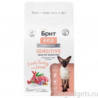 БРИТ КЕА Сухой корм с индейкой и ягненком для взрослых кошек SENSITIVE HEALTHY DIGESTION, 0,4кг БРИТ КЕА Сухой корм с индейкой и ягненком для взрослых кошек SENSITIVE HEALTHY DIGESTION, 0,4кг
