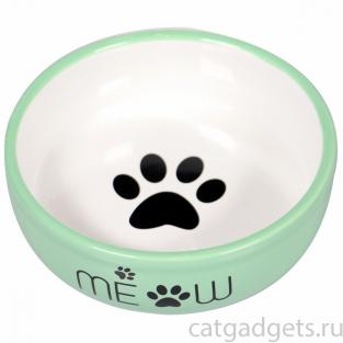 Миска керамическая MEOW для кошек, зеленая, 380мл Миска керамическая MEOW для кошек, зеленая, 380мл