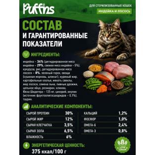Корм для кошек сухой Sterilized Индейка и Лосось 10кг