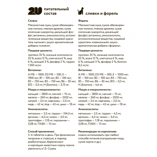 Витаминное лакомство для кошек с биотином для красивой и здоровой кожи и шерсти, 60таб