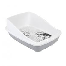 Туалет для кошек с высоким бортом и сеткой 52*39*20см, светло-серый