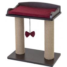 Когтеточка-лежанка ВИСКИ с двумя столбиками 45,5*27,5*h54см (ЛДСП, вельвет, джут) венге