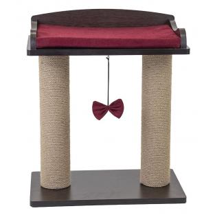 Когтеточка-лежанка ВИСКИ с двумя столбиками 45,5*27,5*h54см (ЛДСП, вельвет, джут) венге