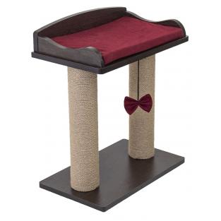 Когтеточка-лежанка ВИСКИ с двумя столбиками 45,5*27,5*h54см (ЛДСП, вельвет, джут) венге