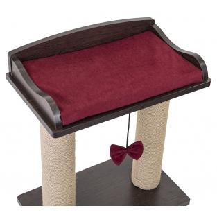 Когтеточка-лежанка ВИСКИ с двумя столбиками 45,5*27,5*h54см (ЛДСП, вельвет, джут) венге