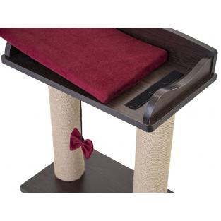 Когтеточка-лежанка ВИСКИ с двумя столбиками 45,5*27,5*h54см (ЛДСП, вельвет, джут) венге