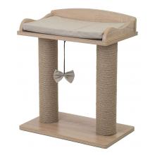 Когтеточка-лежанка ВИСКИ с двумя столбиками 45,5*27,5*h54см (ЛДСП, вельвет, джут) дуб сонома