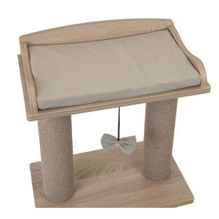 Когтеточка-лежанка ВИСКИ с двумя столбиками 45,5*27,5*h54см (ЛДСП, вельвет, джут) дуб сонома