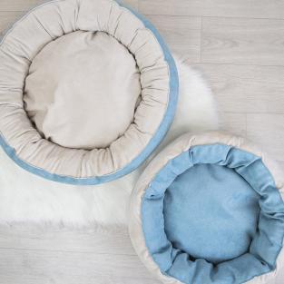 Лежак круглый пухлый БУБЛИК 48*48*18см (плюш, микрошенилл, синтепух) голубой Лежак круглый пухлый БУБЛИК 48*48*18см (плюш, микрошенилл, синтепух) голубой