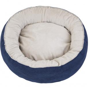 Лежак круглый пухлый БУБЛИК 57*57*21см (плюш, микрошенилл, синтепух) синий