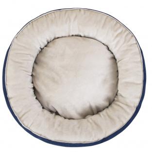 Лежак круглый пухлый БУБЛИК 48*48*18см (плюш, микрошенилл, синтепух) синий
