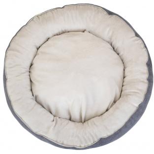 Лежак круглый пухлый БУБЛИК 57*57*21см (плюш, микрошенилл, синтепух) серый