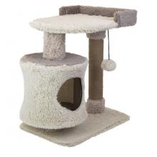 Домик-когтеточка ТАФФИ 3х-уровневый разборный 63*41*h76см (пушистый мех, джут) коричневый