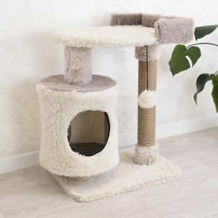 Домик-когтеточка ТАФФИ 3х-уровневый разборный 63*41*h76см (пушистый мех, джут) коричневый Домик-когтеточка ТАФФИ 3х-уровневый разборный 63*41*h76см (пушистый мех, джут) коричневый