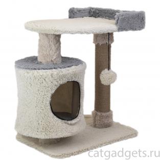Домик-когтеточка ТАФФИ 3х-уровневый разборный 63*41*h76см (пушистый мех, джут) серый Домик-когтеточка ТАФФИ 3х-уровневый разборный 63*41*h76см (пушистый мех, джут) серый