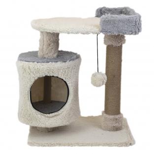 Домик-когтеточка ТАФФИ 3х-уровневый разборный 63*41*h76см (пушистый мех, джут) серый Домик-когтеточка ТАФФИ 3х-уровневый разборный 63*41*h76см (пушистый мех, джут) серый