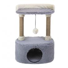 Домик-когтеточка ДЖЕРРИ овальный, 34*54*h80см (пушистый мех, джут) серый