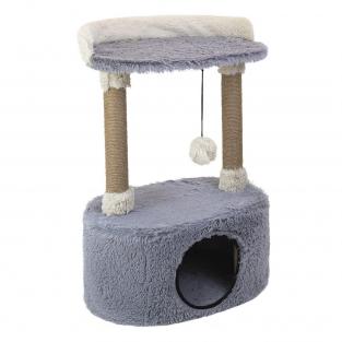 Домик-когтеточка ДЖЕРРИ овальный, 34*54*h80см (пушистый мех, джут) серый
