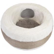 Лежанка с тоннелем круглая D59*h21см (МДФ, джут, мех искусственный) ангора