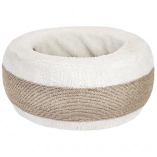 Лежанка с тоннелем круглая D59*h21см (МДФ, джут, мех искусственный) ангора Лежанка с тоннелем круглая D59*h21см (МДФ, джут, мех искусственный) ангора