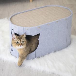 Домик-когтеточка Войлок разборный овальный 55х30хh30см (войлок акустический) серо-бежевый Домик-когтеточка Войлок разборный овальный 55х30хh30см (войлок акустический) серо-бежевый