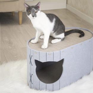 Домик-когтеточка Войлок разборный овальный 55х30хh30см (войлок акустический) серо-бежевый Домик-когтеточка Войлок разборный овальный 55х30хh30см (войлок акустический) серо-бежевый