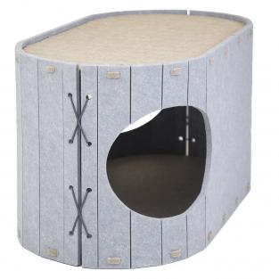 Домик-когтеточка Войлок разборный овальный 55х30хh30см (войлок акустический) серо-бежевый Домик-когтеточка Войлок разборный овальный 55х30хh30см (войлок акустический) серо-бежевый