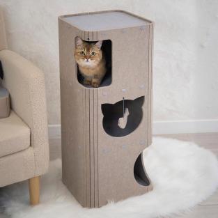 Домик-когтеточка КОЛОННА разборный серия Войлок 34х34хh79см (войлок акустический) серо-бежевый