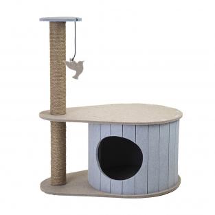 Домик-когтеточка ВОЙЛОК разборный со столбиком 50*33*h62см (войлок акустический, джут) серо-бежевый Домик-когтеточка ВОЙЛОК разборный со столбиком 50*33*h62см (войлок акустический, джут) серо-бежевый