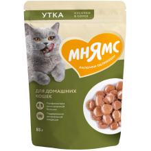 Кусочки в соусе с уткой для домашних кошек пауч, 85г