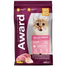 Сухой корм Healthy growth для котят от 1 месяца, беременных и кормящих кошек с индейкой и курицей с добавлением рыбьего жира и семян льна, СРОК 18.12.26