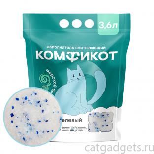 Наполнитель силикагелевый впитывающий морской бриз, 3,6л/1,42кг Наполнитель силикагелевый впитывающий морской бриз, 3,6л/1,42кг