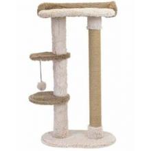 Когтеточка ИЗЕНГАРД с гамаком, игрушкой и полочкой 64*34*h104см (пушистый мех, джут) коричневая